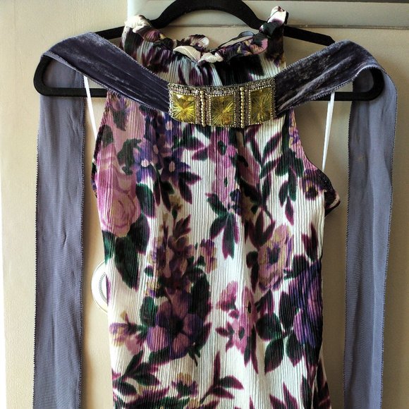 ELIE TAHARI floral top 100% silk - Xsmall petite - Picture 2 of 11